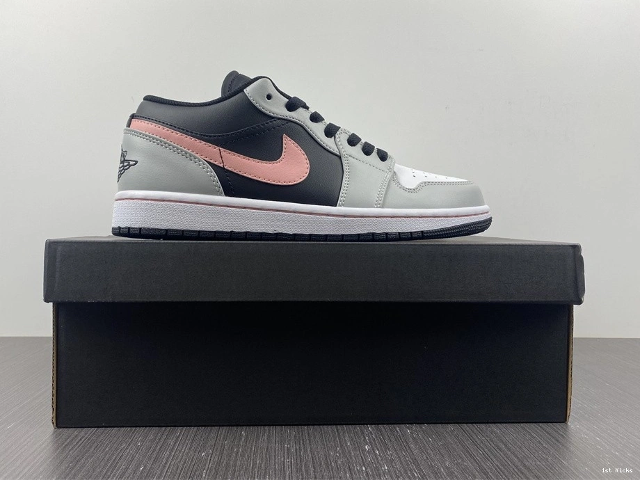 Jordan White 1 Black Grey Low 553558-062 Air Pink 0226